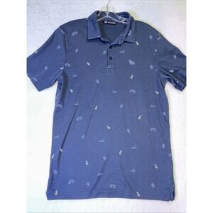 Travis Matthew men's polo navy blue pineapple surf bus short sleeve medium